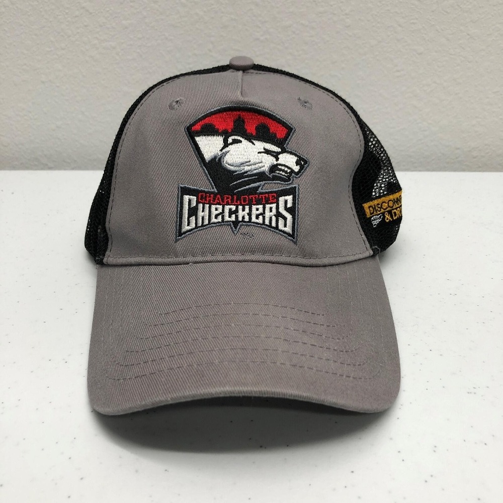 Charlotte Checkers Hat Cap Snap Back Mens One Size Gray Trucker AHL Hockey AMG